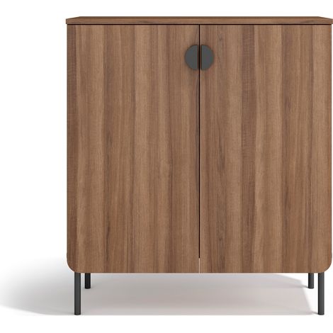 Herdasa, Mueble multifunción TOKYO de melamina, 3 baldas, diseño moderno, 90x80x35cm - nogal (1/4)