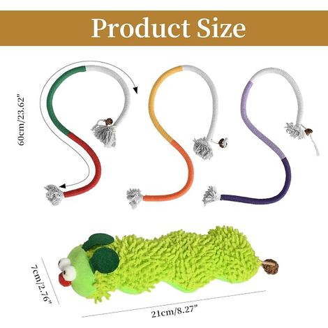 Catnip Toys Set, Contains 3 Kitten Chew Ropes and 1 Plush Toy, Cat Teeth Cleaning Toy, Indoor Interactive Cat Toy (1/4)