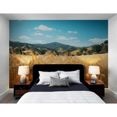 Papier Peint Paysage - Champs de Blé Sous le Soleil - 150 x 250 cm (1/2)