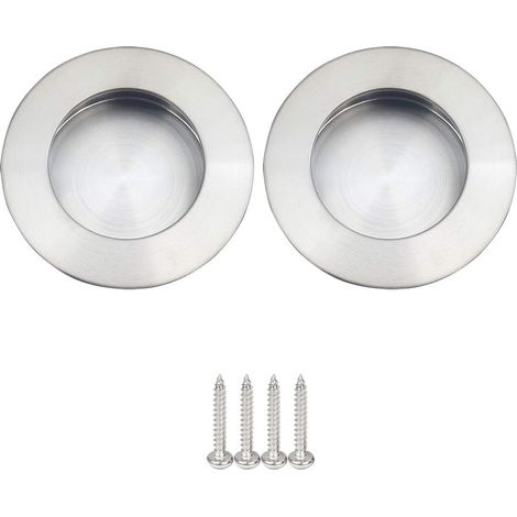Poignée Porte Coulissante - Acier Inoxydable 304 - Finition Brossé Satiné - Pour Porte En Bois Ou Armoire - Lot De 2