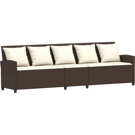Maison Exclusive - Divano da Giardino a 5 Posti con Cuscini in Polyrattan Marrone