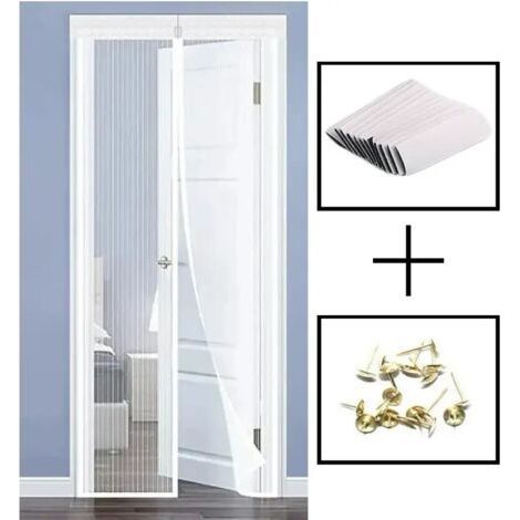 Magnetic screen door, striped lace, 90x210cm (white) (1/5)