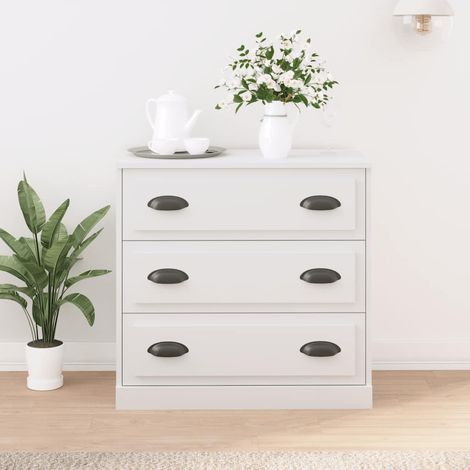 Aparador de madera contrachapada blanco 70x35,5x67,5 cm (1/4)