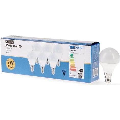 Pack de 6, Ampoule LED E14 G45 7W, Lumière Neutre (4000k), Douille E14, 630 Lumen, IP20, Ouverture Faisceau Lumineux 200°, Efficacité Énergétique et Faible Consommation. LM7607 (1/5)