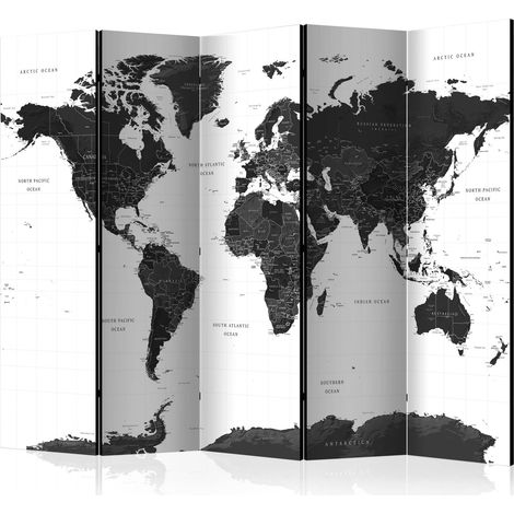 Paravento - Black and White Map II [Room Dividers] - 225x172 (1/4)