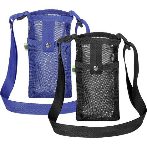 Lot de 2 porte-bouteilles, sac isotherme en filet, porte-bouteille avec sangle ajustable, porte-bouteille en nylon, accessoires de plein air-AquaForge (1/5)