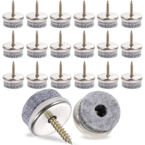Paquete de 40 tornillos antideslizantes de fieltro para sillas, alfombrillas antideslizantes muebles, suelos madera maciza baldosas, Gris, 28 mm (1/5)