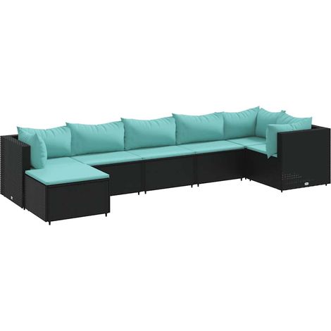 Maison Exclusive - Set Salotto da Giardino con Cuscini 7pz Nero Polyrattan (1/5)