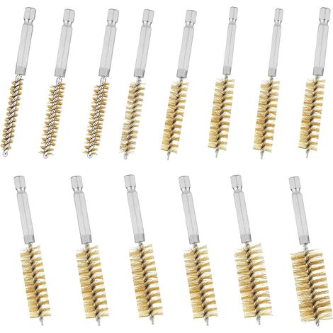 14 Pieces Brass Tube Brushes 8 to 25 mm Cylindrical Brush (1/5)