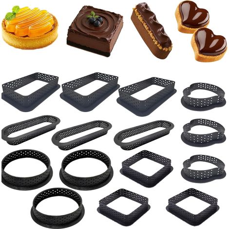 15 Pièces Perforées Moule Tartelette, Cercle à Pâtisserie, Moules à Tartelette En Mousse, Cercle a Tarte, Moules à Tartelettes, La Fabrication Moule à Dessert Diy, Moule Tartelette (1/5)