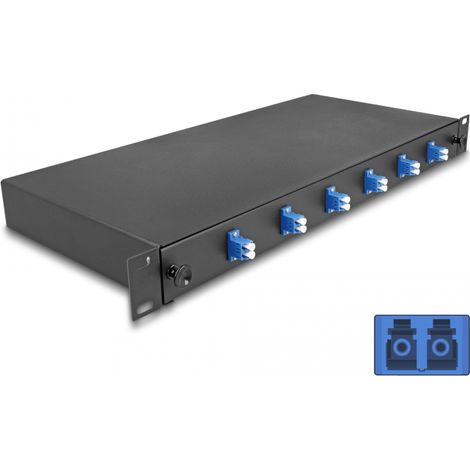 Delock Caja de empalme de fibra Ã³ptica de 19 6 x LC Duplex OS2 1U completamente montada lista para empalmar