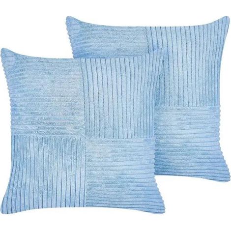 Cuscini decorativi beliani blu 43 cm velluto poliestere (1/3)