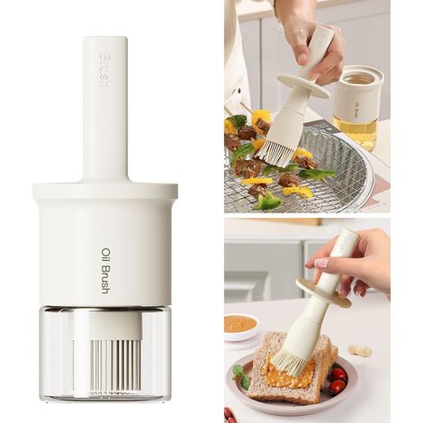 Distributeur Dhuile - Bouteille En Verre 300 ml Avec Brosse En Silicone - Pour Cuisine Grill Barbecue Friture Pâtisserie - 1 Pièce (1/5)