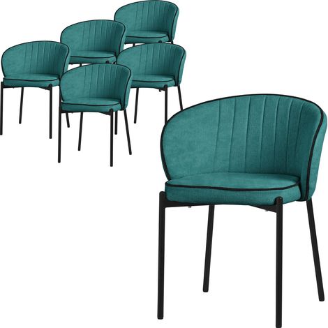 ML-Design 6x Poltrone da Pranzo Verde Petrolio con Rivestimento in Tessuto, Design Moderno, Mobili con Schienale e Gambe in Metallo, Sedie Ergonomiche per Cucina, Poltroncine Imbottite per Soggiorno (1/5)