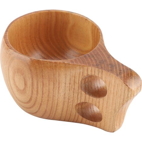 Tasse à café en bois naturel portable pour extérieur avec anse, idéale pour le thé et les boissons (1) (1/5)
