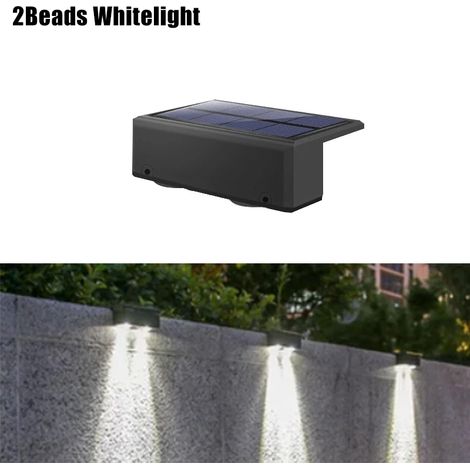 (2 perles - lumière blanche - 2 pièces) Applique solaire murale extérieure étanche, projecteur ultra puissant, compatible avec les clôtures de jardin ou les murs extérieurs. (1/5)