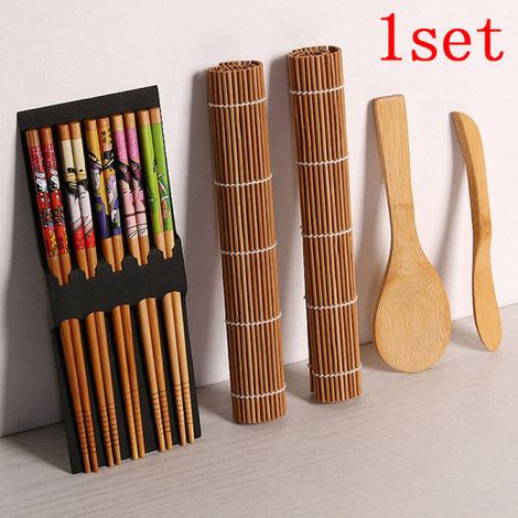 Kit de 14 pièces pour faire soi-même des sushis en bambou et des rouleaux de riz.-AquaForge (1/5)