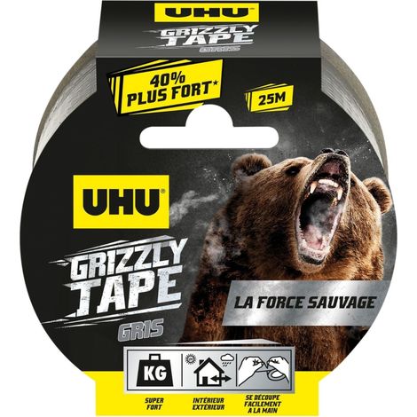 UHU Ruban adhésif GRIZZLY TAPE x 25 m Gris (1/4)