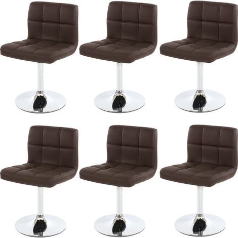 [NON UTILIZZATO] Set 6x sedie lounge girevole elegante imbottita Kavala ecopelle 44x43x76cm marrone