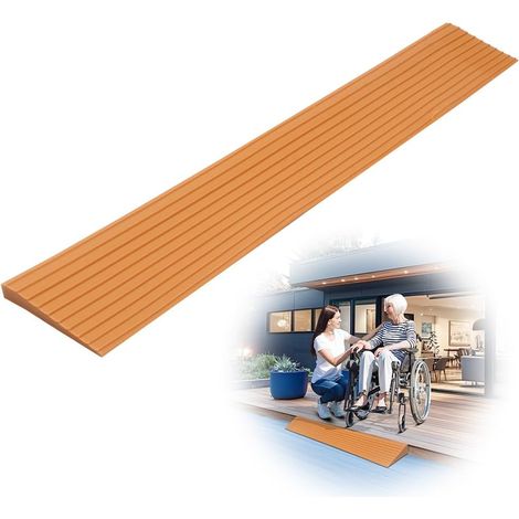 Seuil de Porte, 100 x 8 x 1 cm Rampe Fauteuil Roulant, PVC Surface Antidérapante pour Fauteuil Roulant, Poussette, déambulateur ou Scooter (1/5)