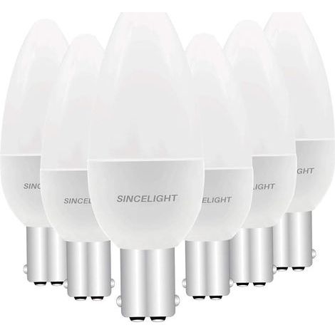 Ampoule LED en forme de bougie B35 et culot BA15D, IRC (RA≈85), Diffuseur laiteux, 5W, Blanc Chaud (2700K), 500lm, Lot de 6 (1/5)