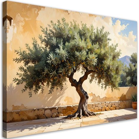 Cuadro sobre Lienzo, Olivo sobre fondo de pared beige, 45x30