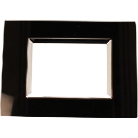 Placca Quadrata In Vetro Temperato MBL 3 Moduli/Posti Compatibile Bticino Living 3 Colori Disponibili (Nero)
