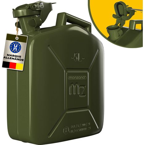 Monzana – Jerrican en métal 5L homologué ONU – Étanche avec pince de sécurité – Pour transport liquides diesel et huile – Acier laminé à froid