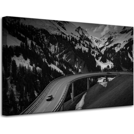 Leinwanddruck Naturstraße durch die Berge 80x50 cm