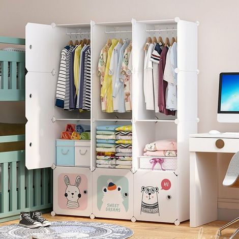 Armoire modulable de rangement 12 cubes – Panneaux en plastique PP – Dimensions 111x37x111 cm – Charge max 10 kg par cube – Blanc