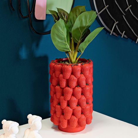 Vase Giano Dmora, en Résine Rouge