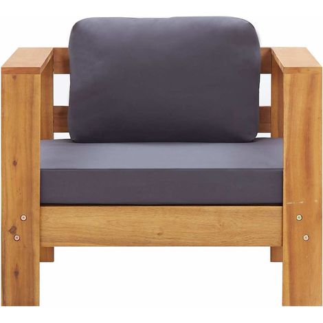 Chaise de jardin et de camping, Chaise de relaxation, avec coussin Gris foncé Bois d'acacia solide OIB9127E (1/5)