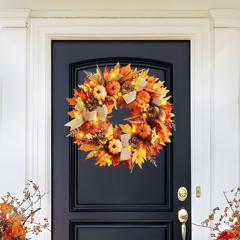 Couronne de Porte Automne - Décorations de Guirlande Automnale de 45 (1/4)