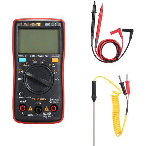 Multimètre numérique RICHMETERS RM111 NCV True-RMS à sélection automatique de la gamme, 9999 points, température, rétroéclairage, tension AC/DC, ampèremètre (1/5)