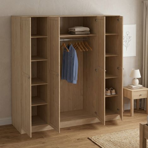 Dmora - Gran Armario Monique, Muebles de dormitorio, Vestidor, Armario de ropa, 196x62 h200 cm, Roble (1/5)