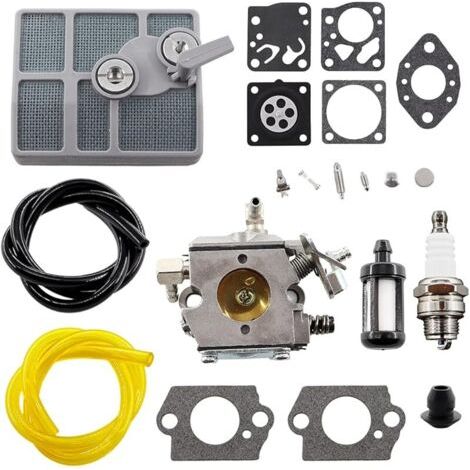 Pair Carburateur avec bougie d'allumage, filtre à air, tuyau d'essence pour tronçonneuses Stihl 030 031 032 AV 031AV 032AV 030AV 1113 120 0602 Walbro WA-2, WA-2-1 (1/5)