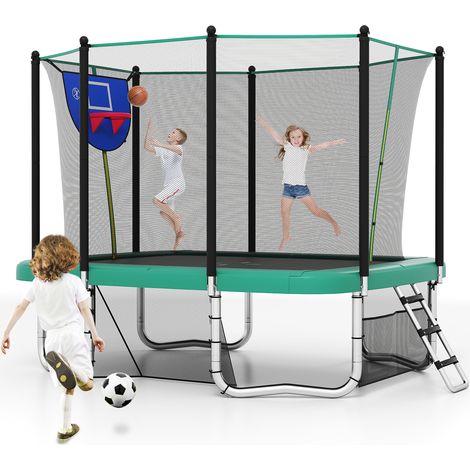 COSTWAY Rectangle Outdoor Trampoline 10 x 8FT Backyard Trampoline