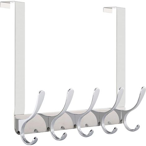 Hakenleiste über der Tür, 5 Türhaken für Kleidung, Handtücher, Garderobenleiste über der Tür (Silber) (1/5)