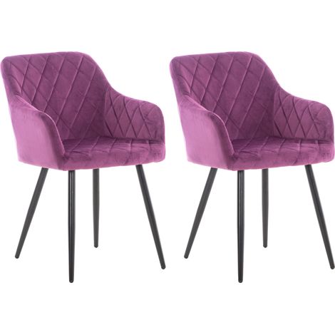 2er Set Esszimmerstuhl Shila lila Samt