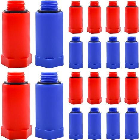 Packung mit 20 roten und blauen 1/2"-Kunststoff-Baustopfen, 1/2"-Montagestopfen mit Dichtungsringen zum Abdichten von Wasserleitungen bei Renovierungsarbeiten (1/5)