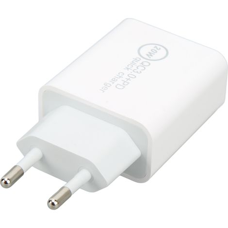 QC3.0 PD 20W Dual-Port-Schnellladegerät für DJI Avata, 100–240 V Wechselstromnetzteil, Weiß, EU-Stecker, Abmessungen 85 x 43 x 24 mm (1/5)