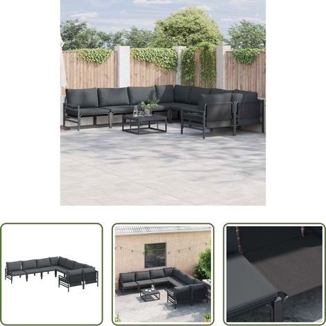vidaXL Balkonmöbel - Garten-Sofa-Set mit Kissen Anthrazit Stahl (1/5)