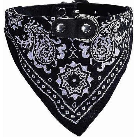 Collar absorbente de saliva para mascotas, 2 pañuelos negros ajustables para alimentar mascotas. (1/5)