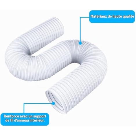 Tuyau d'évacuation pour climatiseur mobile, diamètre 130 mm/2 m, tuyau de sortie d'air flexible, tuyau d'évacuation mural pour climatiseur mobile (1/3)