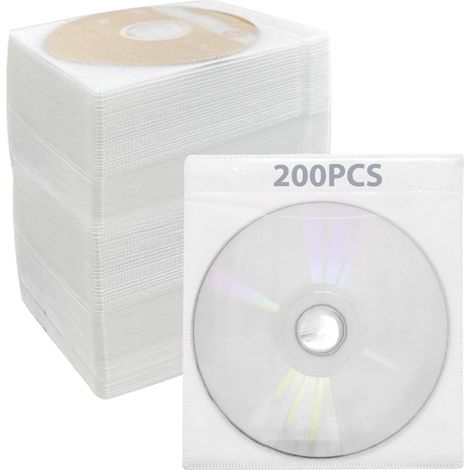 Lot de 200 boîtiers pour CD/DVD/BluRay - Double face en plastique standard - Avec fenêtre de visualisation - Pour le rangement de CD, DVDs BD - Blancs (1/5)