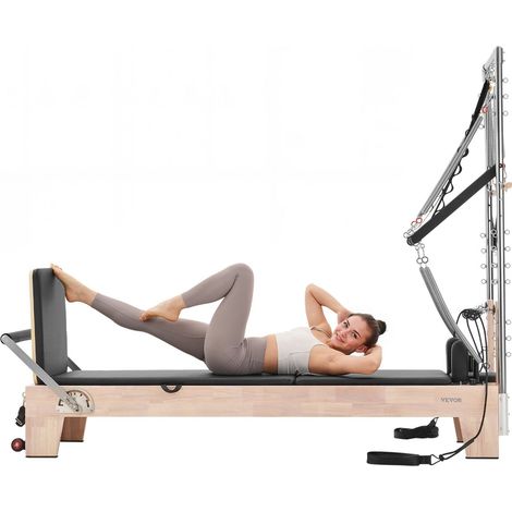 Appareil de Pilates en bois pour salle de sport à domicile, équipement de musculation avec double résistance, box et trampoline, pour débutants et confirmés, jusqu'à 180 kg (1/5)