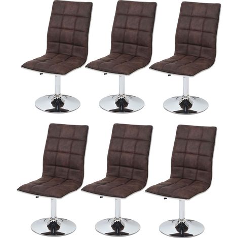 [JAMAIS UTILISÉ] 6x chaise de salle à manger HHG-105, fauteuil, tissu, vintage marron foncé (1/5)