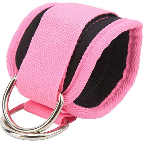 Cheville Fitness Renforçée avec Sangles Ajustables et Anneaux en D - Rose pour Hommes et Femmes (1/5)
