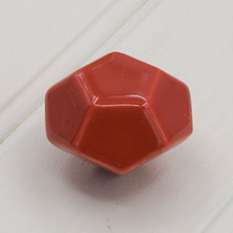 Poignée de meuble en céramique rouge, forme diamant, pour porte, tiroir, placard et armoire, kit de 1 pièce, bouton de tirage décoratif. (1/2)