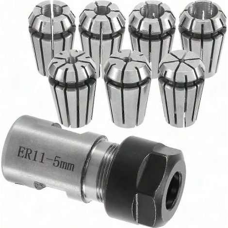 Lot de 7 pinces ER11 1-7mm, porte-pince ER11A avec tige d'extension pour arbre moteur 5mm (1/5)